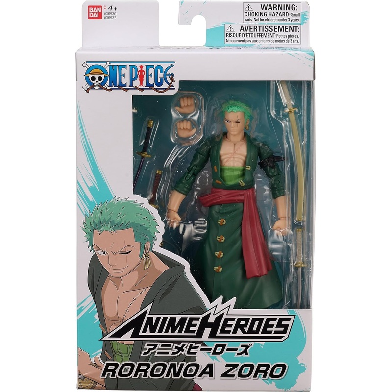 BANDAI 36932 ONE PIECE RORONOA ZORO ANIME HEROES FIGURE