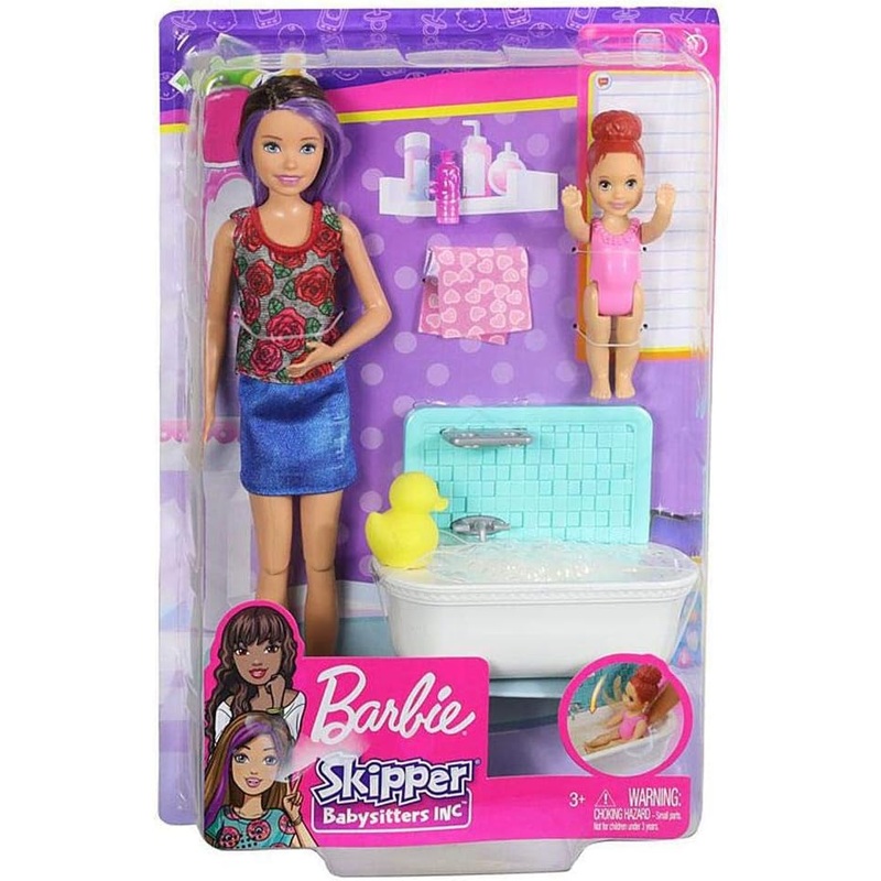 BARBIE FXH05 SKIPPER BABYSITTER BATHTIME PLAYSET