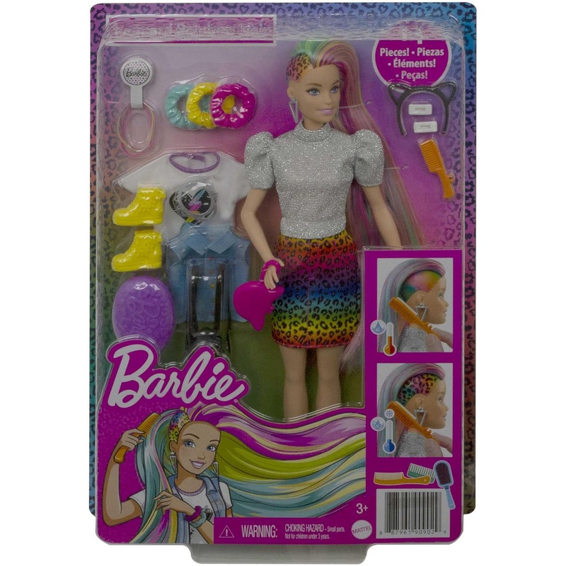 BARBIE GRN81 LEOPARD PRINT RAINBOW HAIR DOLL