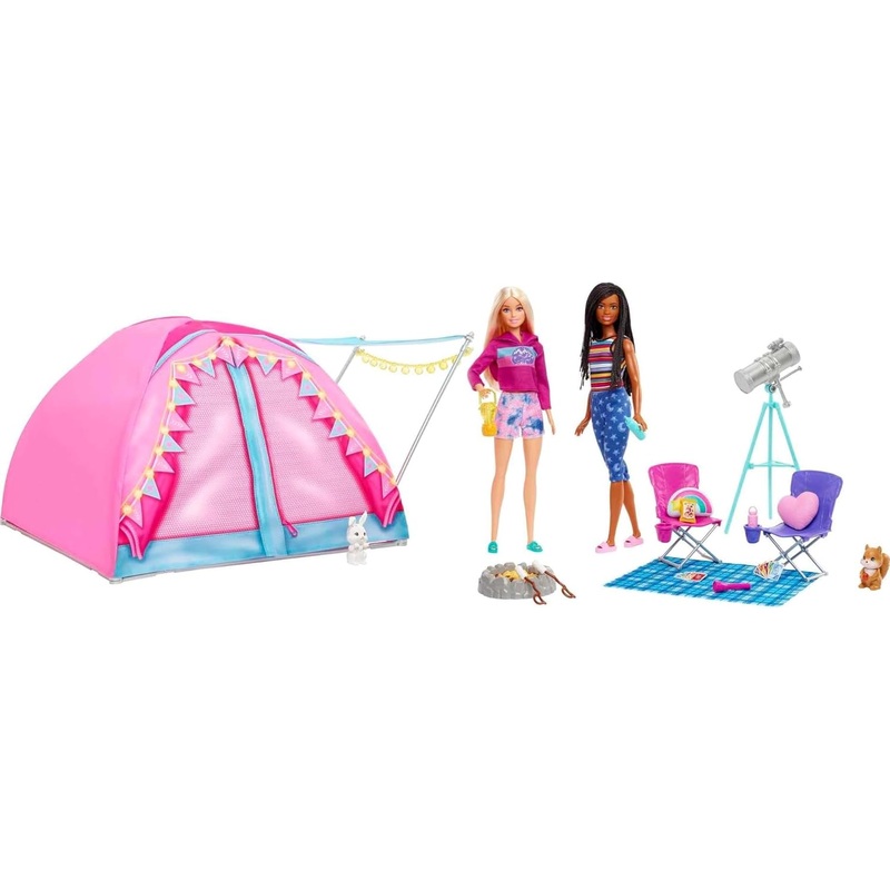 BARBIE HGC18 LETS GO CAMPING TENT & DOLL PLAYSET