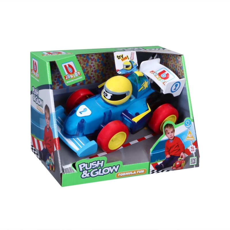 BBURAGO JUNIOR 89021 PUSH & GLOW FORMULA FUN CAR