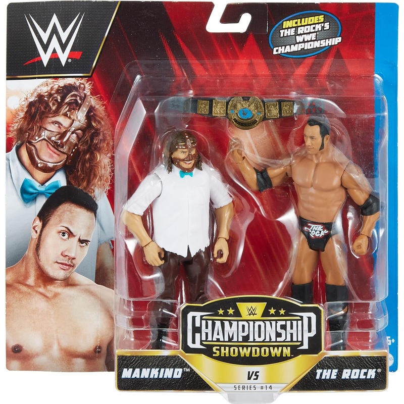 WWE HLL81 CHAMPIONSHIP SHOWDOWN 2 FIGURE PACK MANKIND VS THE ROCK