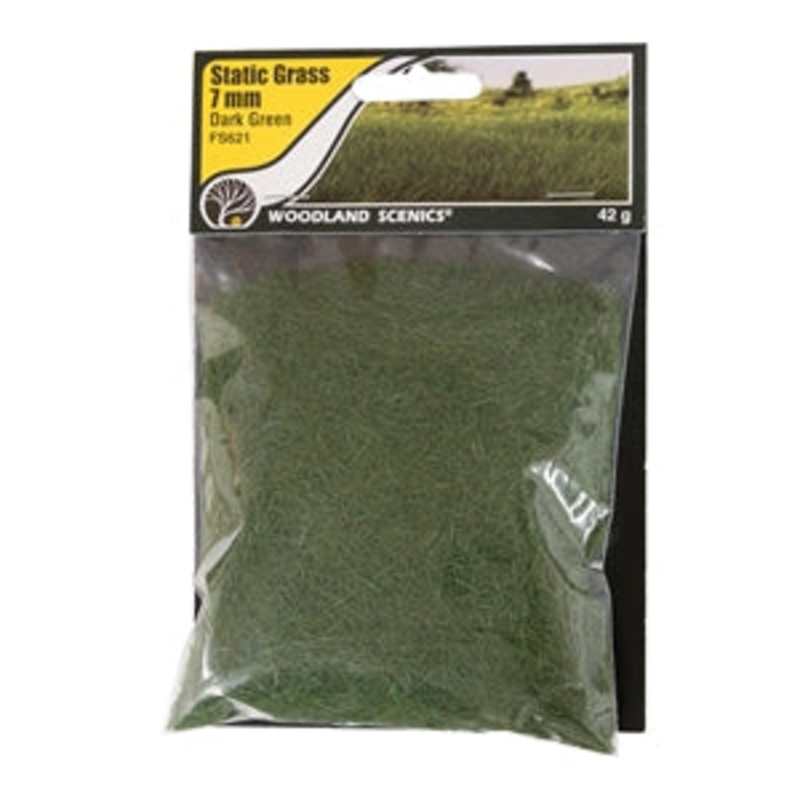 WOODLAND SCENICS FS621 7mm Static Grass Dark Green