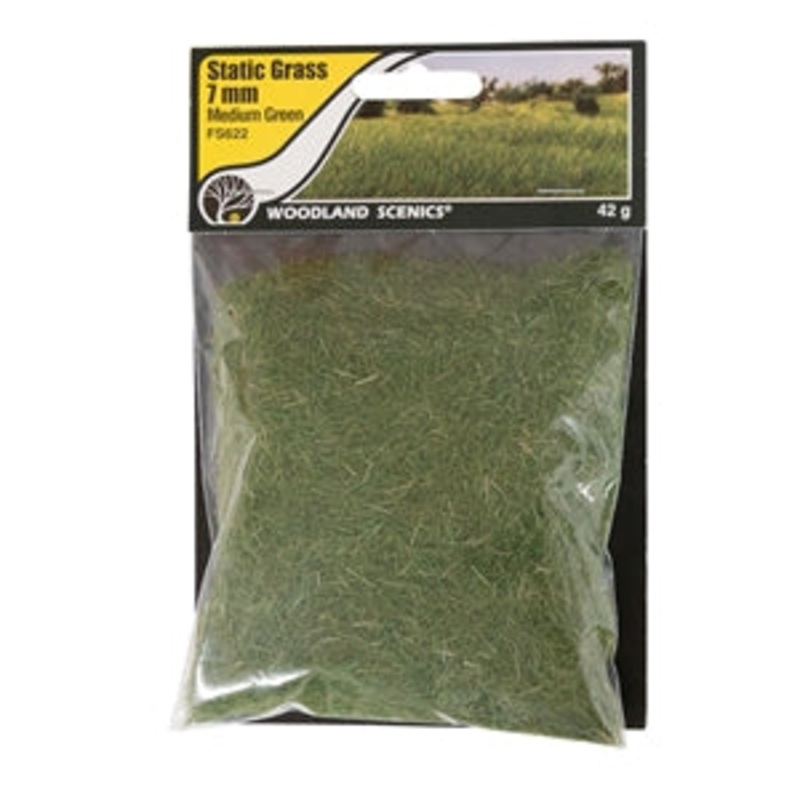 WOODLAND SCENICS FS622 7mm Static Grass Medium Green
