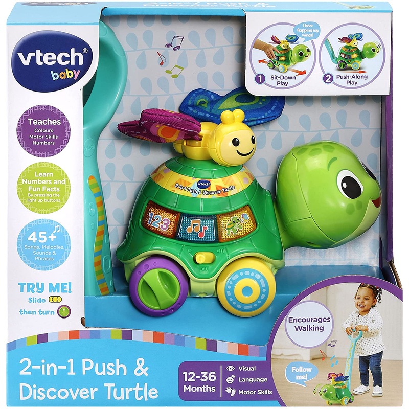 VTECH BABY 547603 2 IN 1 PUSH AND DISCOVER TURTLE