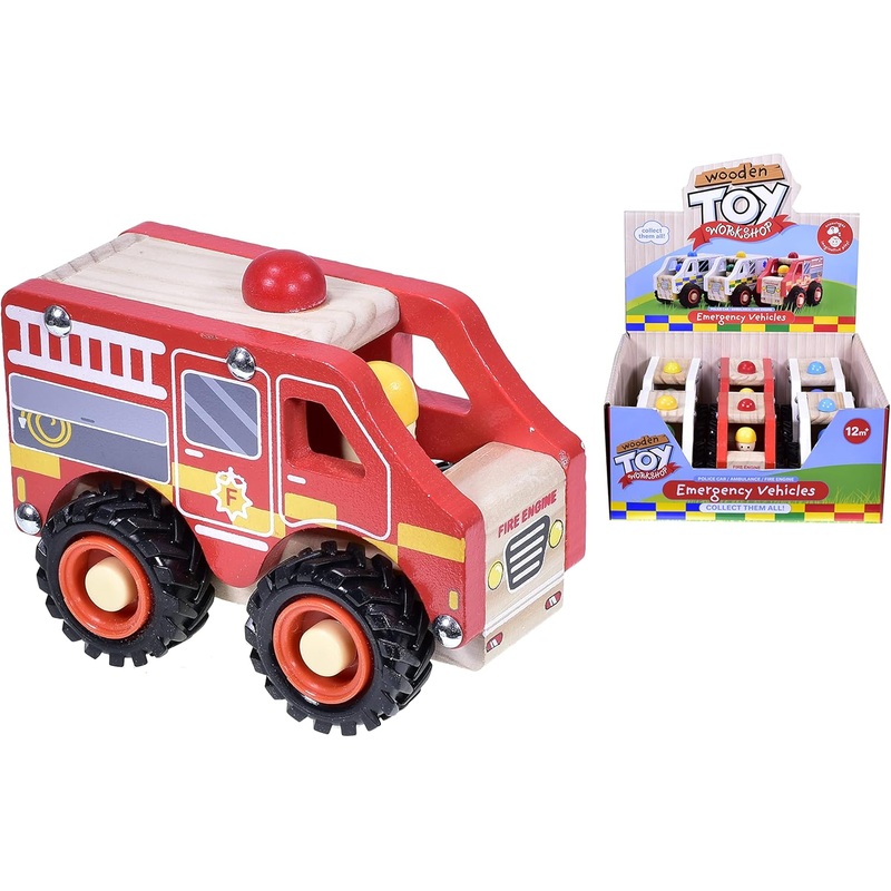 WOODEN TOY WORKSHOP TY6506 WOODEN PUSH ALONG EMERGENCY VEHICLE (ASSORTMENT, ONE SUPPLIED AT RANDOM)