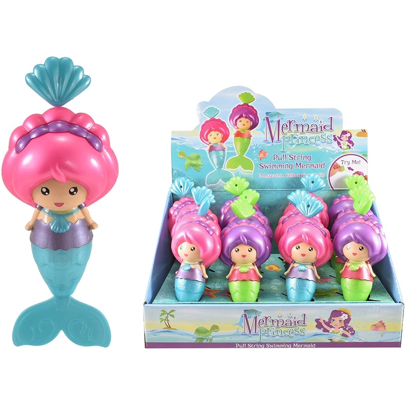 TOYMASTER TY3652 PULL STRING SWIMMING MERMAID PRINCESS BATH TOY (DESIGNS MAY VARY)