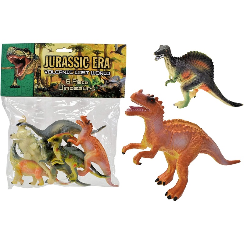 TOYMASTER TY3719 JURASSIC ERA 6 PIECE LARGE DINOSAURS IN BAG