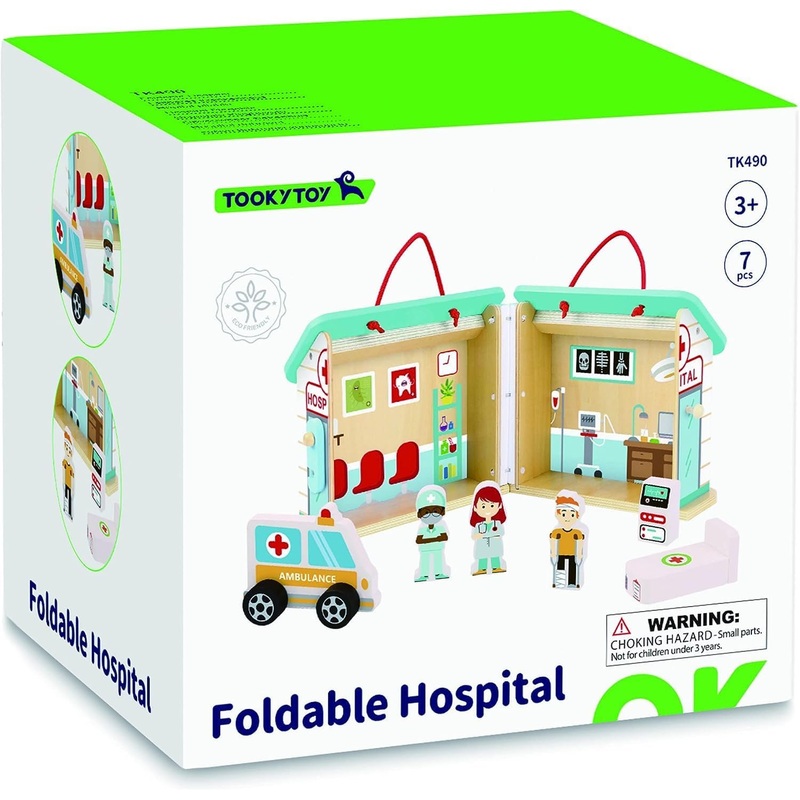 TOOKY TOY TK490 FOLDABLE WOODEN HOSPITAL