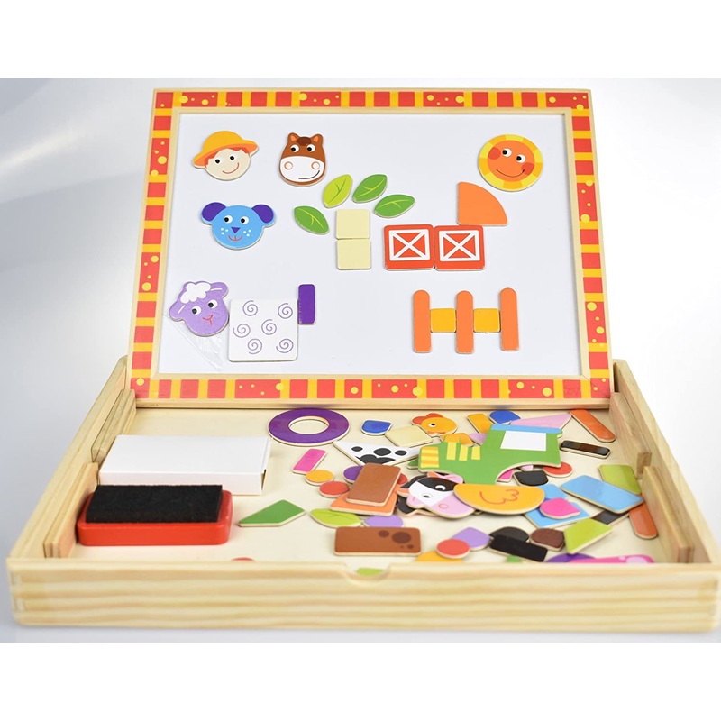 TOOKY TOY TKF014 WOODEN MAGNETIC FARM EASEL