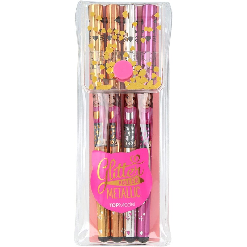 TOP MODEL 047511 METALLIC GLITTER ROLLER PENS 4 PACK