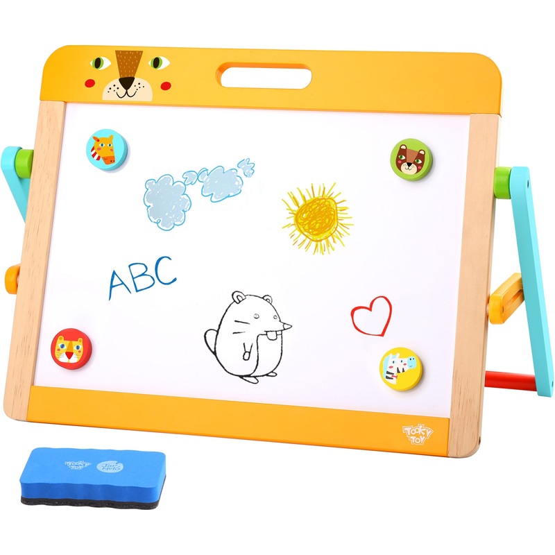 TOYMASTER TL112 WOODEN TABLE TOP MAGNETIC EASEL WITH CHALKBOARD & WHITEBOARD