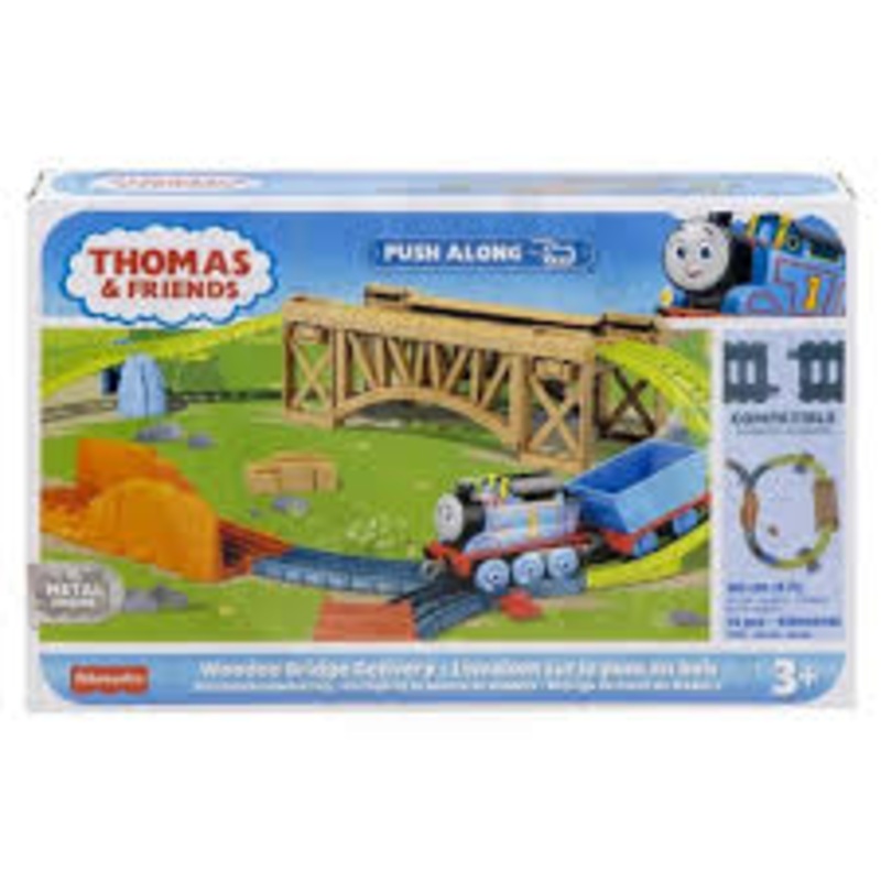 THOMAS & FRIENDS HHV79 WOODEN BRIDGE DELIVERY PUSH ALONG TRACK SET
