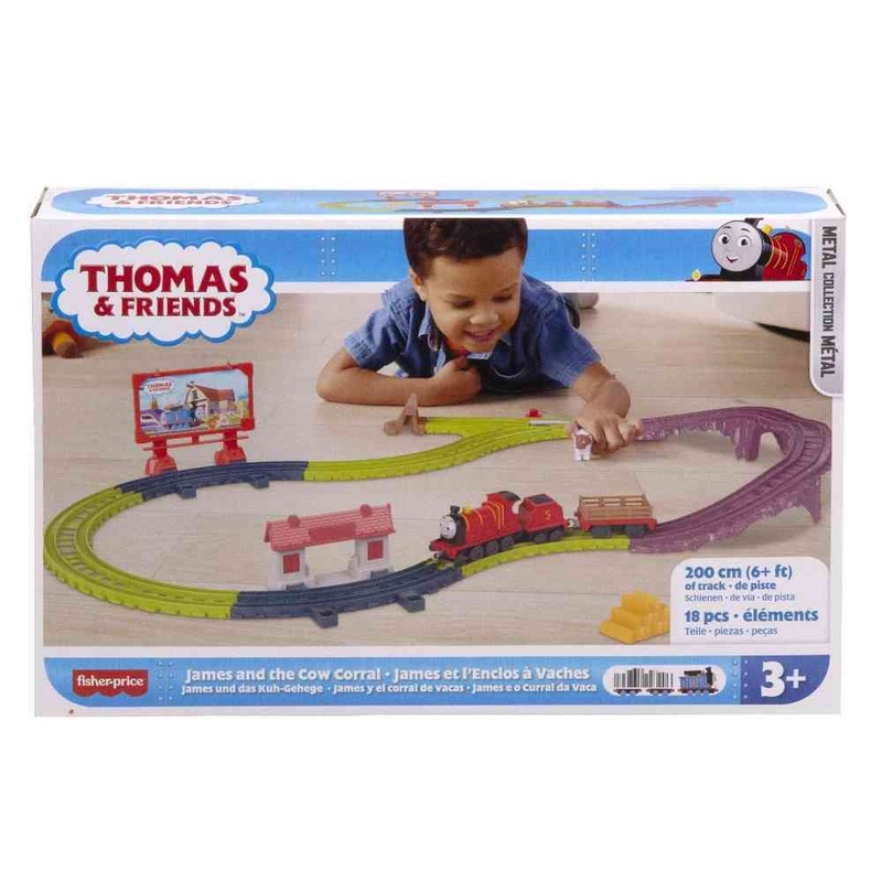 THOMAS & FRIENDS HWX66 JAMES AND THE COWCORRAL PUSH ALONG TRACK SET