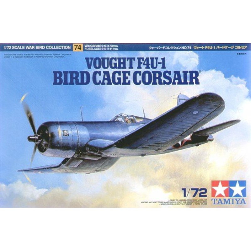 TAMIYA 60774 Vought F4U-1 Bird Cage Corsair Aircraft kit 1/72 SCALE