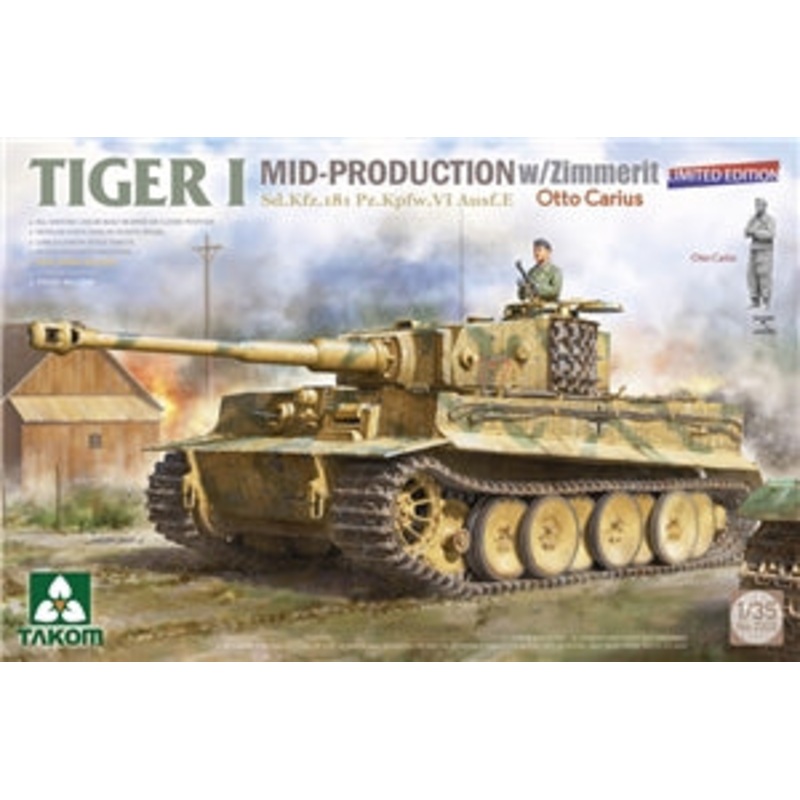 TAKOM 2200 German WWII Tiger I Mid w/ Zimmerit & Otto Carius figure Ltd Edition 1/35 SCALE
