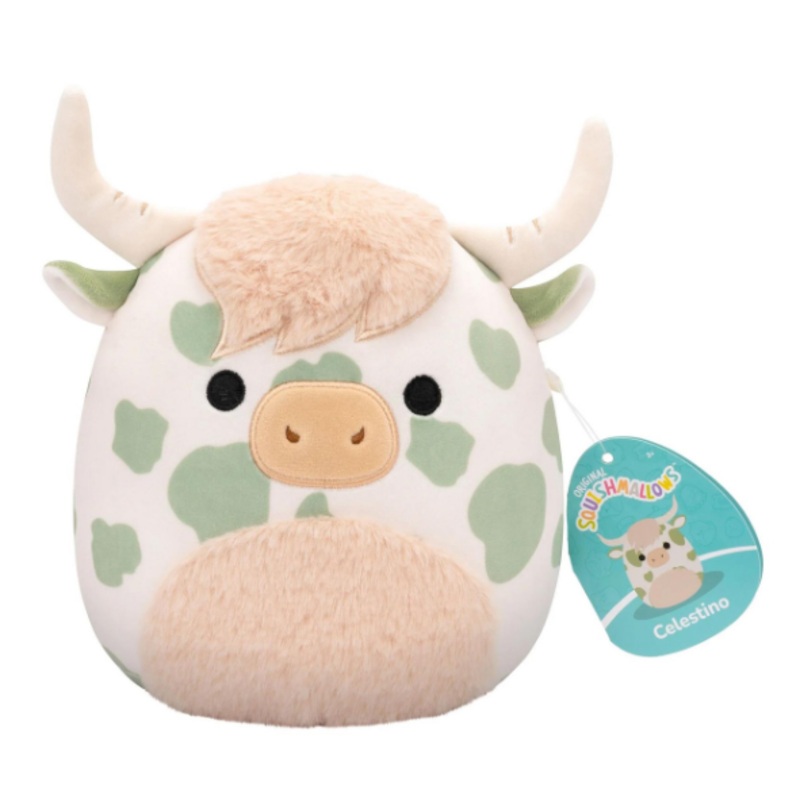 SQUISHMALLOW 06578 CELESTINO HIGHLAND SPOTTED COW 7.5" PLUSH