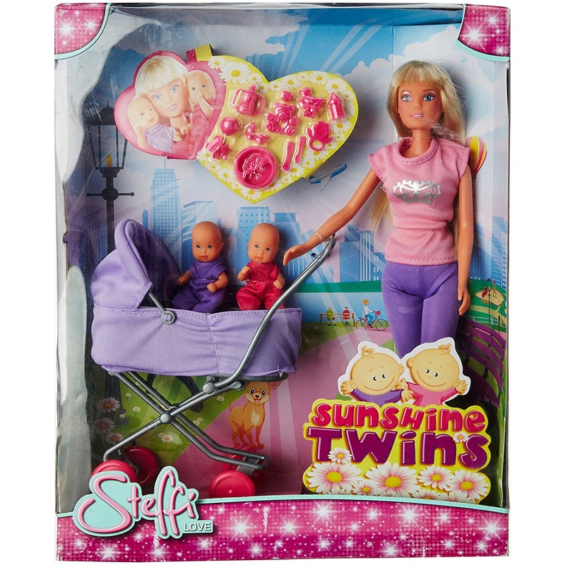STEFFI LOVE 5738060 SUNSHINE TWINS DOLL WITH PRAM