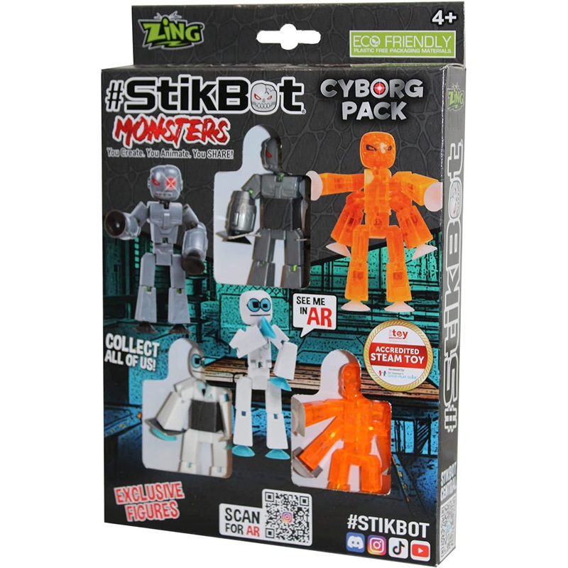 STIKBOT S1529 MONSTERS CYBORG 3 FIGURE PACK