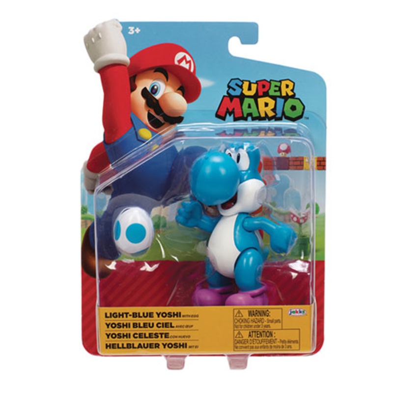 SUPER MARIO 141174 LIGHT BLUE YOSHI WITH EGG ARTICULATED FIGURE
