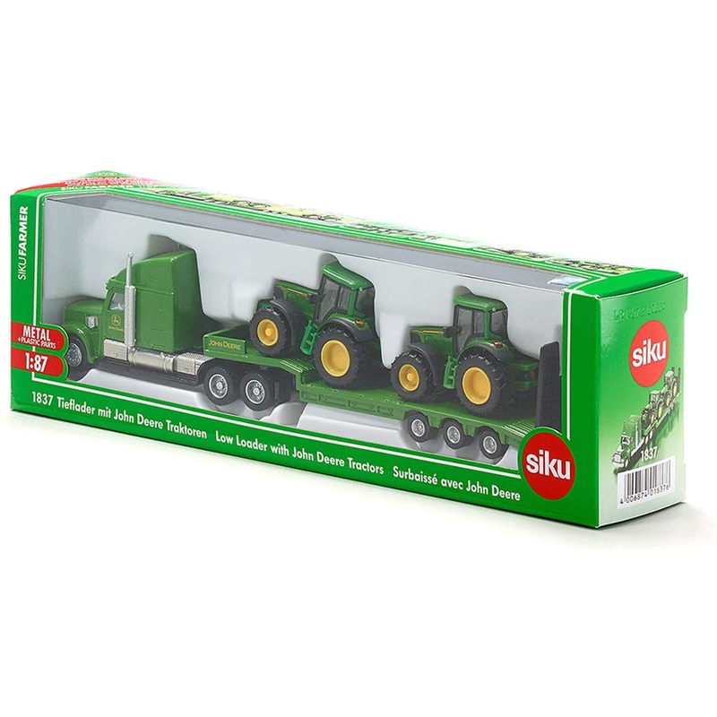 SIKU 1837 JOHN DEERE LOW LOADER WITH JOHN DEERE TRACTORS 1:87 SCALE