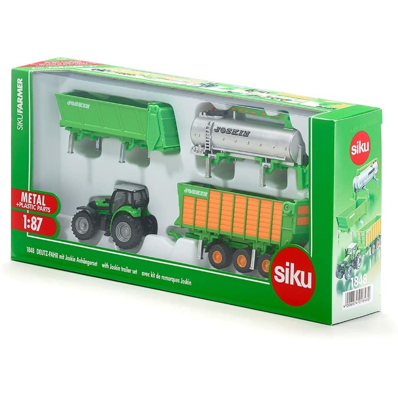 SIKU 1848 DEUTZ FAHR TRACTOR WITH JOSKIN TRAILER SET 1:87 SCALE