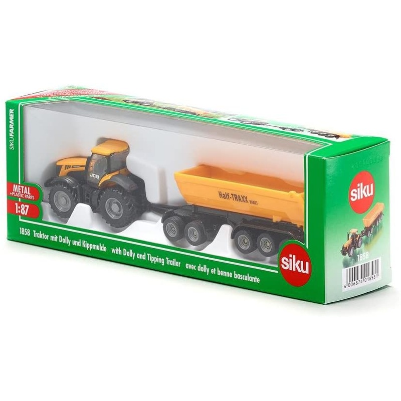SIKU 1858 JCB TRACTOR WITH DOLLY AND TIPPING TRAILER