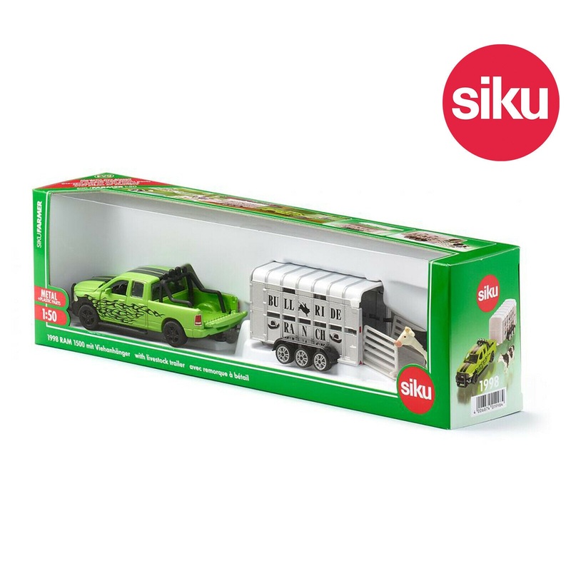 SIKU 1998 RAM 1500 WITH LIVESTOCK TRAILER
