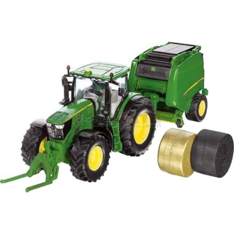 SIKU 3838 JOHN DEERE 6175R TRACTOR WITH ROUND BALER 1:32 SCALE