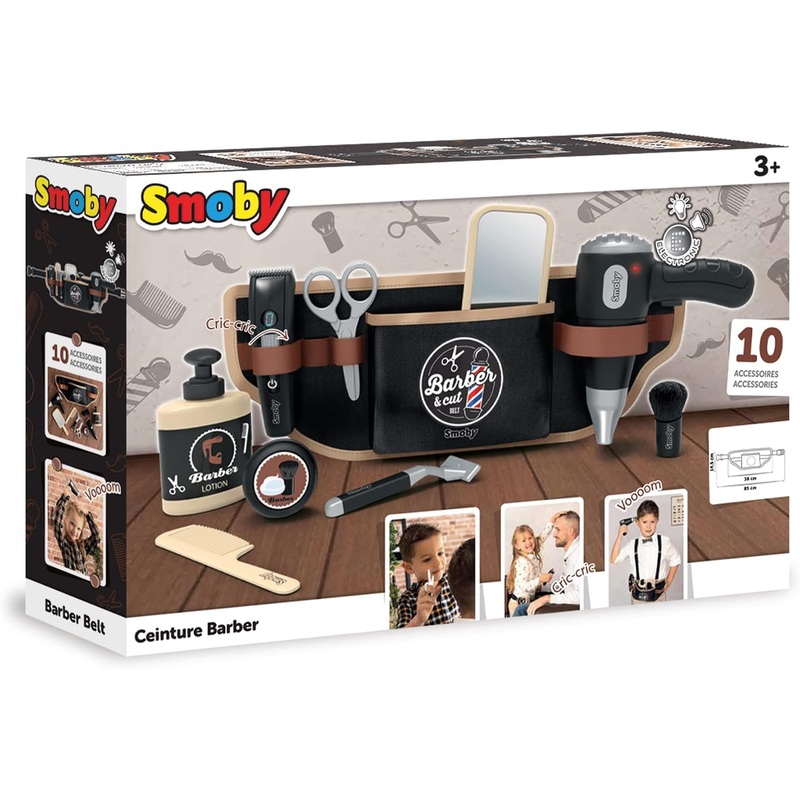 SMOBY 320152 BARBERS TOOL BELT WITH 10 ACCESSORIES