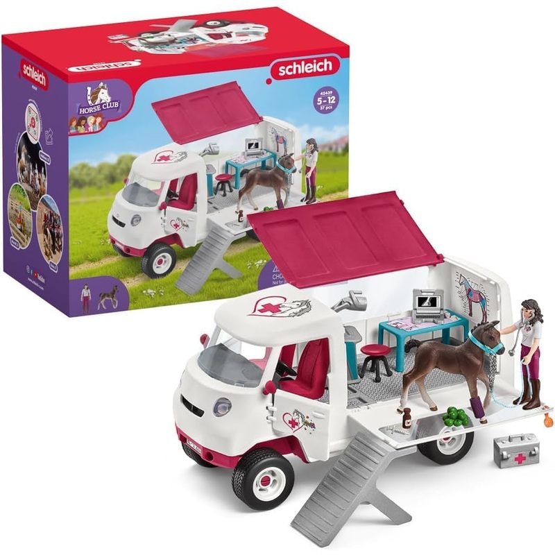 SCHLEICH 42439 HORSE CLUB MOBILE VET WITH HANOVERIAN FOAL