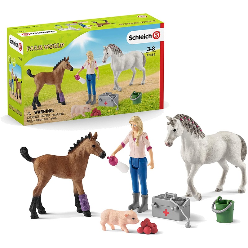 SCHLEICH 42486 FARM LIFE VET VISITING MARE AND FOAL