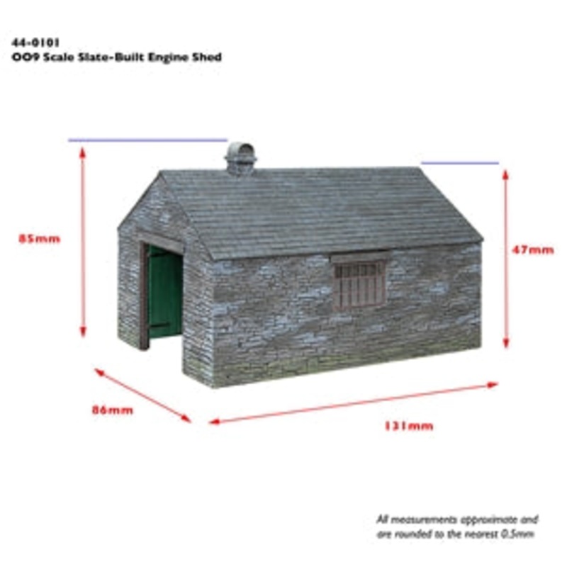 SCENECRAFT 44-0101 NARROW GAUGE SLATE BUILT ENGINE SHED OO-9