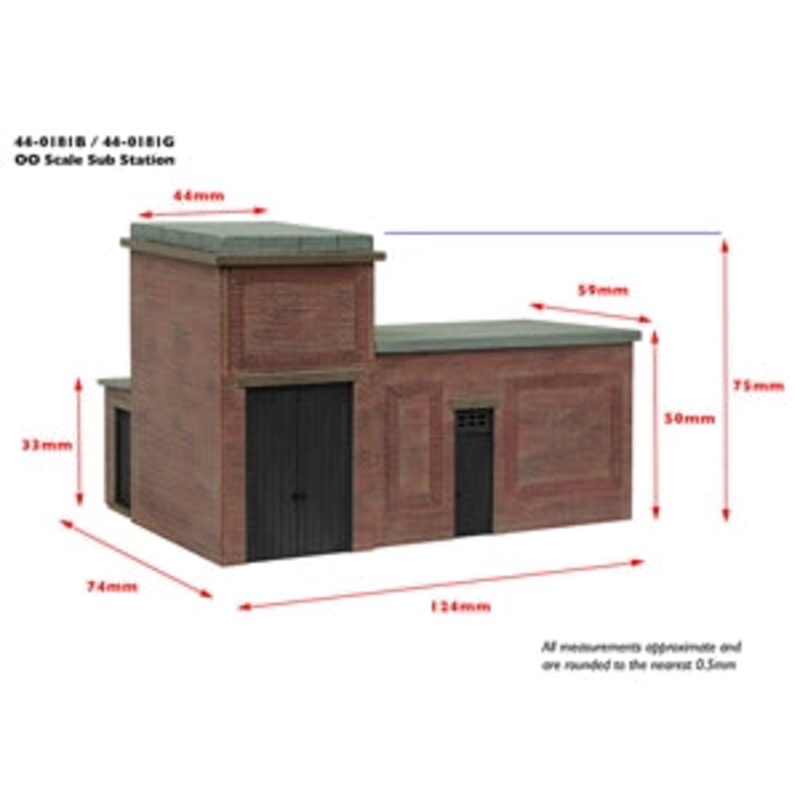 SCENECRAFT 44-018B  LINE SIDE BRICK SUBSTATION BLACK   OO SCALE