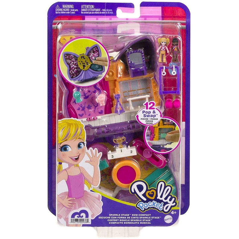 POLLY POCKET HCG17 SPARKLE STAGE BOW COMPACT PLAYSET