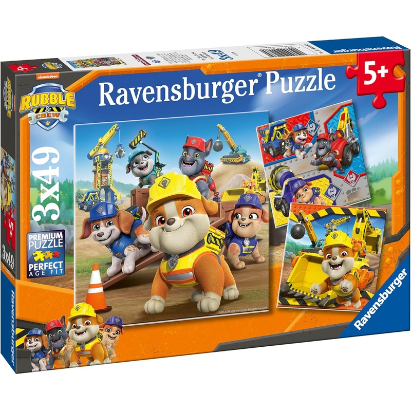 RAVENSBURGER 04168 PAW PATROL RUBBLE & CREW 3x49 PIECE PUZZLE