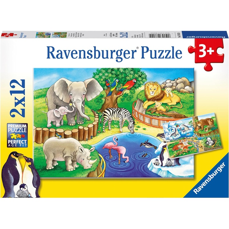 RAVENSBURGER 07602 TIME AT THE ZOO 2X12 PIECE PUZZLE
