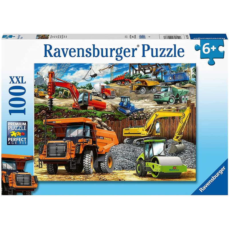 RAVENSBURGER 12973 CONSTRUCTION VEHICLES 100 XXL PIECE JIGSAW PUZZLE