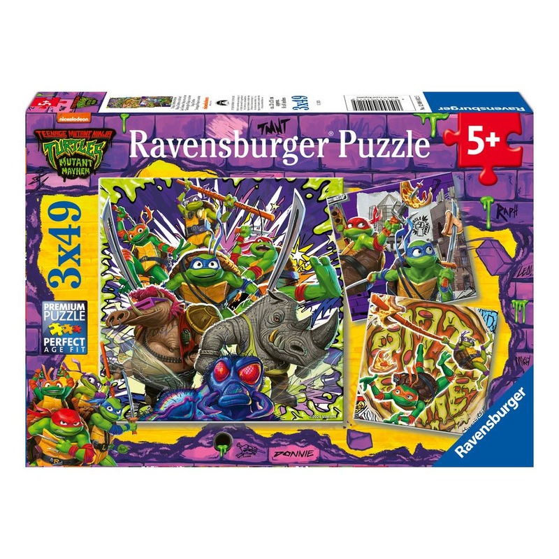 RAVENSBURGER 4012 TEENAGE MUTANT NINJA TURTLES 3X49 PIECE PUZZLES