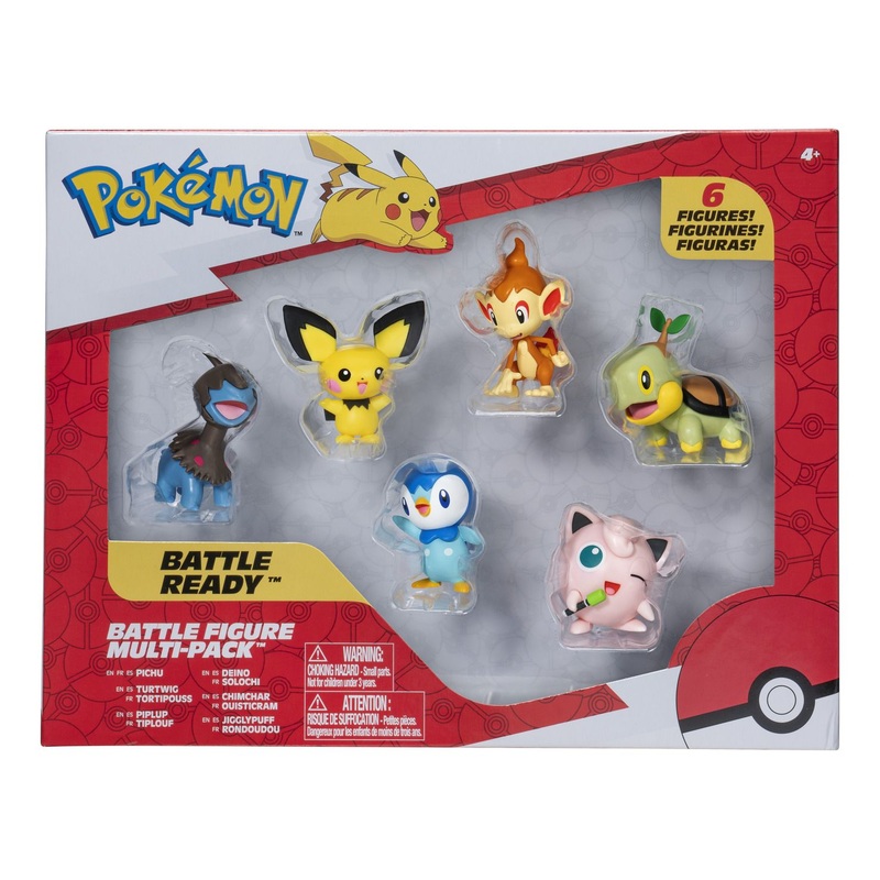 POKEMON PKW3061 BATTLE FIGURE MULTI-PACK PICHU,TURTWIG,PIPLUP,DEINO,CHIMCHAR,JIGGLYPUFF