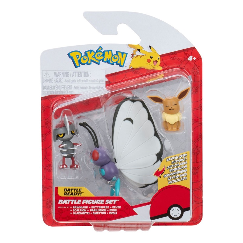 POKEMON PKW3737 PAWNIARD+BUTTERFREE+EEVEE BATTLE FIGURE SET