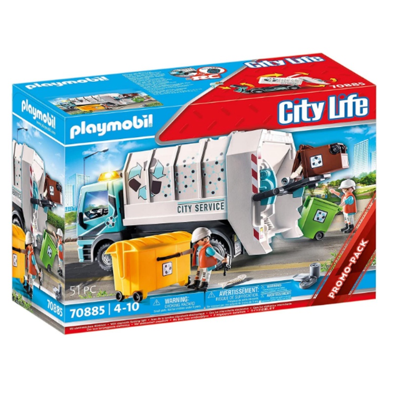 PLAYMOBIL 70885 CITY LIFE RECYCLING TRUCK WITH FLASHING LIGHTS