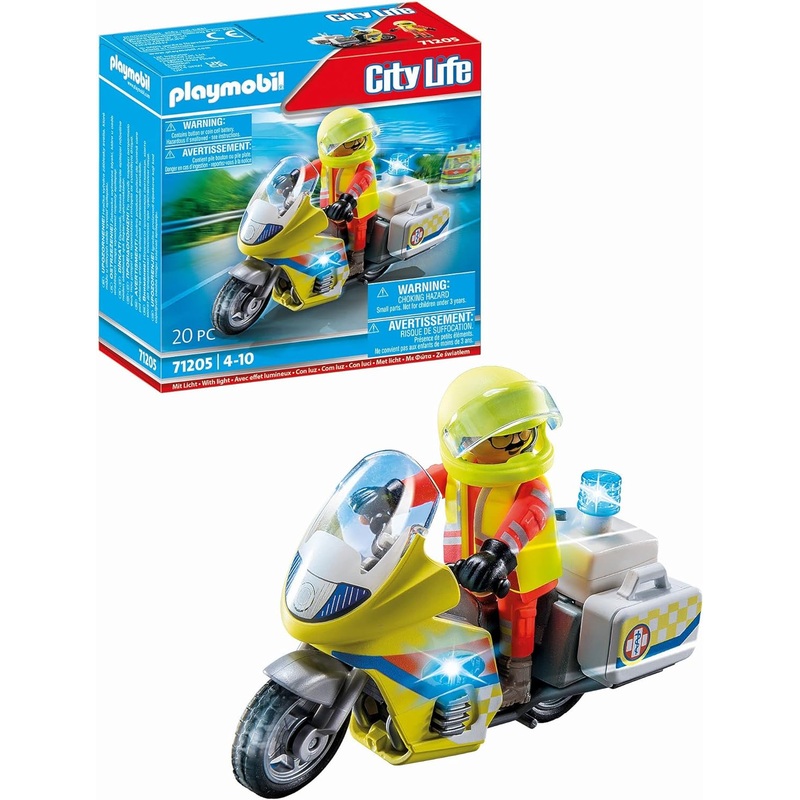 PLAYMOBIL 71205 CITY LIFE RESCUE EMERGENCY MOTORCYCLE WITH FLASHING LIGHTS