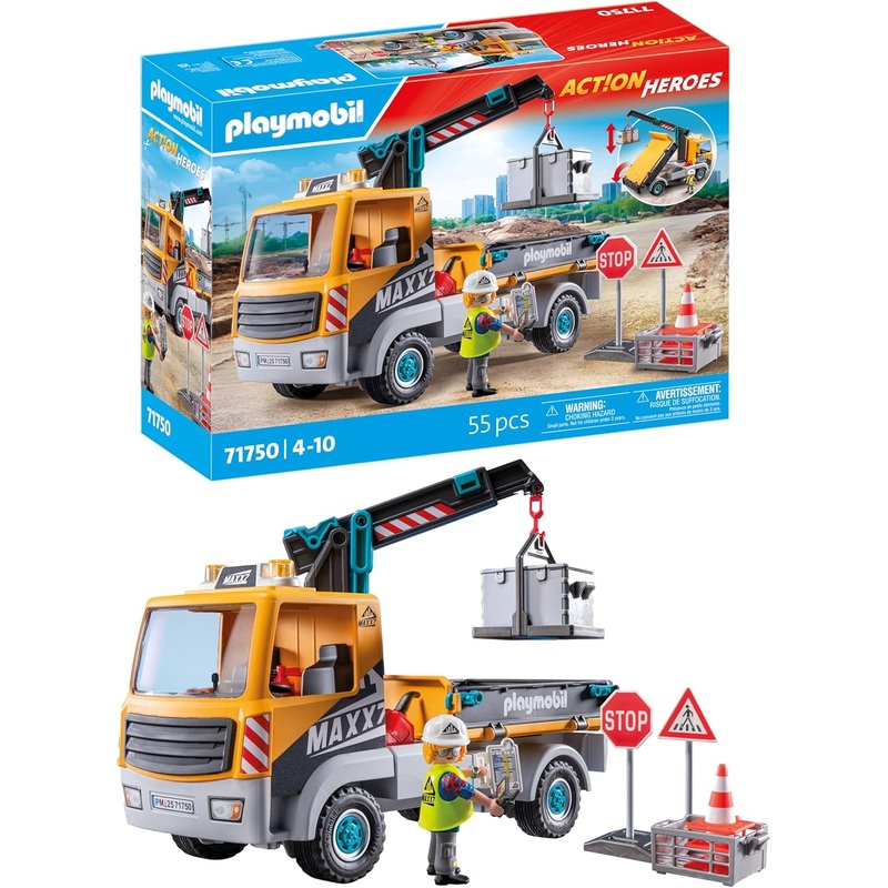 PLAYMOBIL 71750 ACTION HEROES CONSTRUCTION TRUCK WITH CRANE