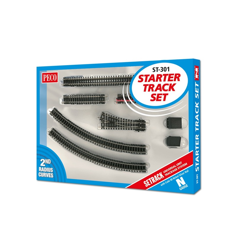 PECO ST-301 STARTER TRACK SET 2ND RADIUS COMPLETE BOXED N GAUGE SETRACK CODE 80 UNIVERSAL  RIGID TRACK TRACKAGE SYSTEM