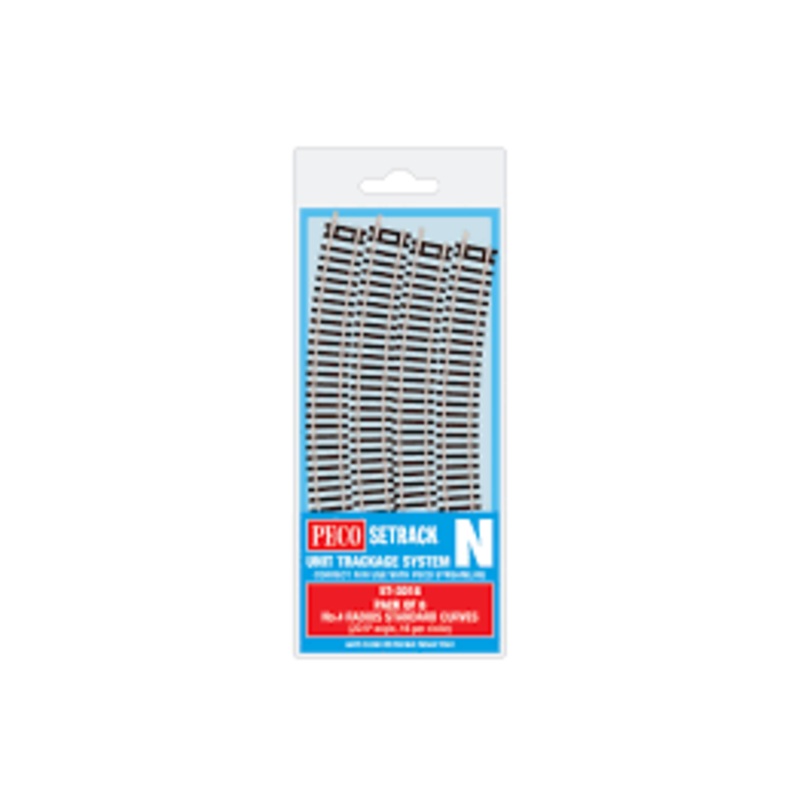 PECO ST-3018 NO.4 RADIUS STANDARD CURVE 333.4MM (8 X ST-18) N GAUGE SETRACK CODE 80 CURVED TRACK  PACKS
