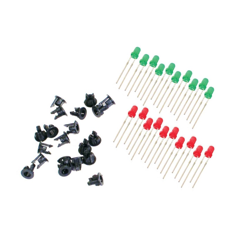 PECO PL-30 LED'S 10 GREEN  10 RED  & 20 PANEL CLIPS PECO LECTRICS  FOR PECO SETRACK AND PECO STREAMLINE  ALL GAUGES