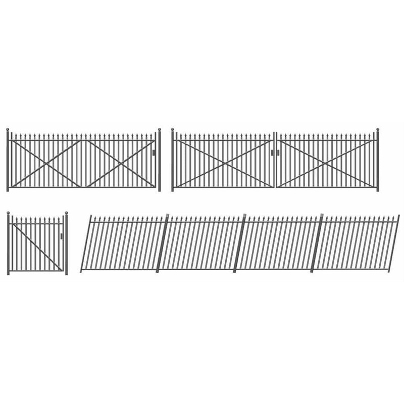 PECO RATIO 435 GWR SPEAR  FENCING BLACK RAMPS AND GATES