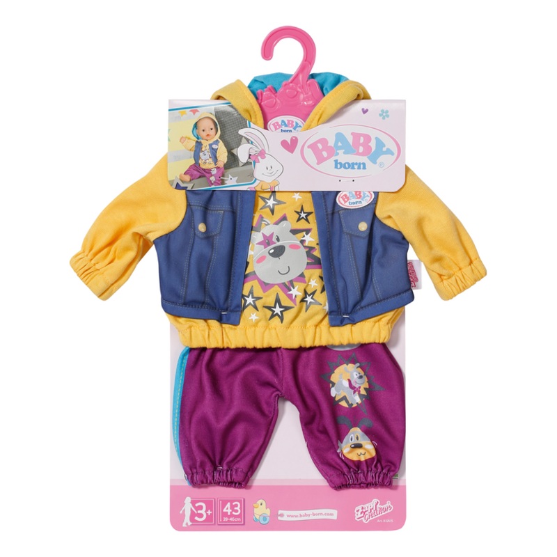 BABY BORN 832615 OUTFIT WITH HOODIE SET 43CM