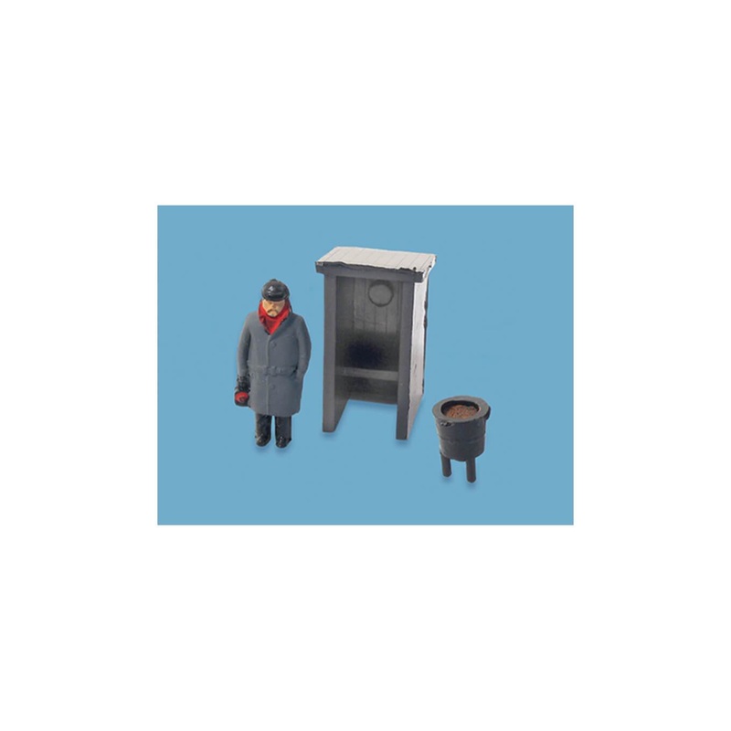 PECO MODELSCENE 5034 FOGMAN,HUT AND BRAZIER  OO SCALE FIGURES
